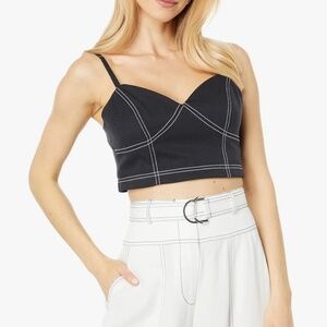 BCBGMAXAZRIA Women's Fitted Spaghetti Strap V Neck Zipper Back Crop Top NWT
